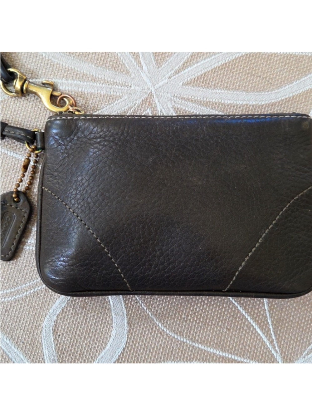 Coach Vintage Black Leather Logo Patch Wristlet